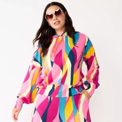 Women's Tek Gear® French-Terry Cropped Hoodie -Teks Gear Clothing Shop 5665099 Pink Abstract