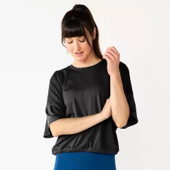 Women's Tek Gear® Open-Back Crop Tee 12 Women's Tek Gear® Open-Back Crop Tee -Teks Gear Clothing Shop 5674000 Black