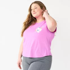 Plus Size Tek Gear® Core Raglan Tee -Teks Gear Clothing Shop 5942095 Pink Floral Chest